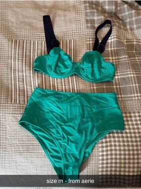 aerie Teal Underwire High-Waist Bikini Set